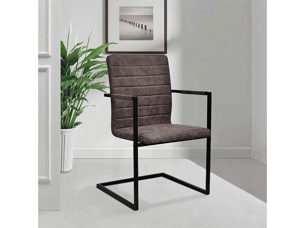 Chaises à manger cantilever lot de 2 marron similicuir