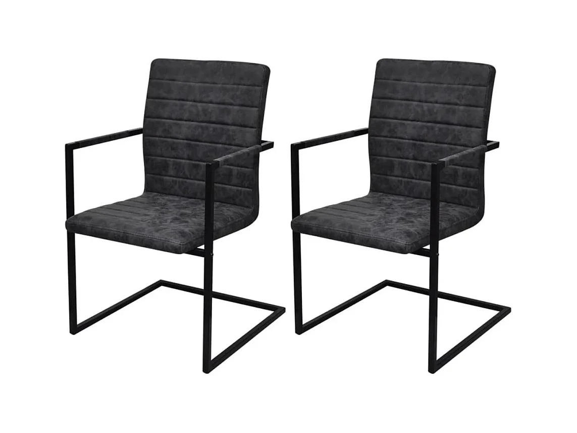 Chaises à manger cantilever lot de 2 noir similicuir