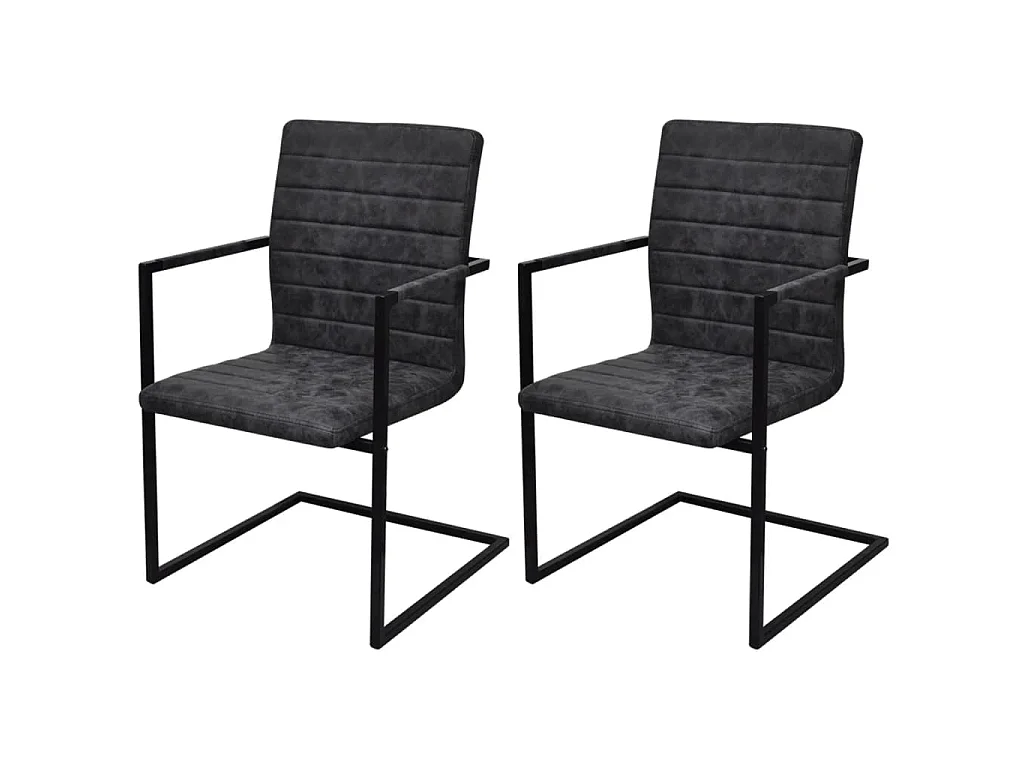 Eetkamerstoelen 2 st kunstleer zwart