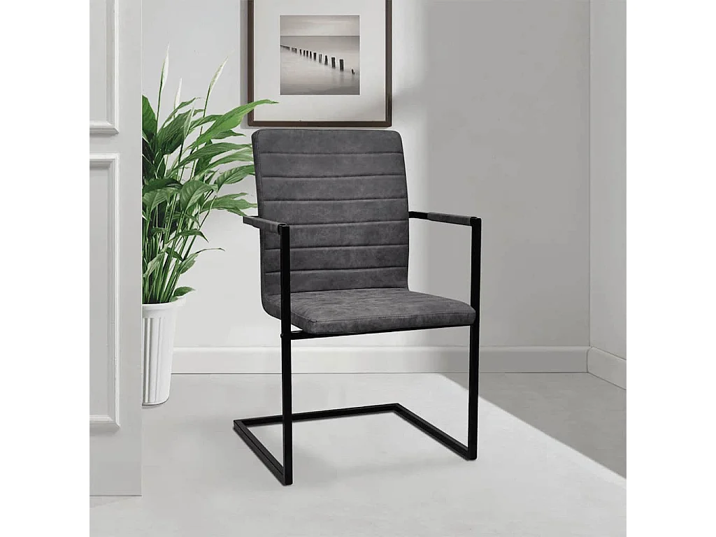 Chaises à manger cantilever lot de 2 gris similicuir