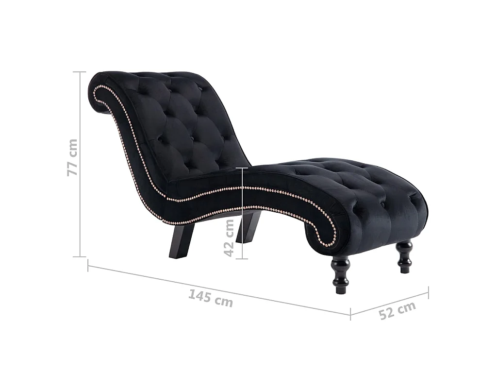Chaise longue em veludo preto