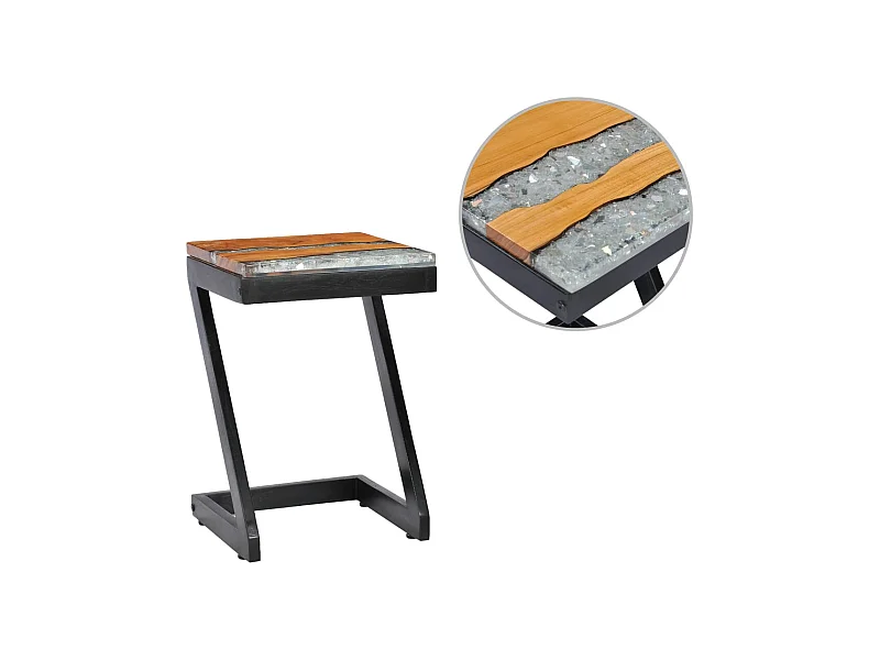 Couchtisch 30 x 30 x 50 cm Massivholz Teak und Polyresin