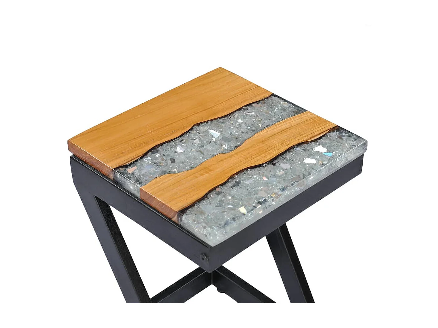 Couchtisch 30 x 30 x 50 cm Massivholz Teak und Polyresin