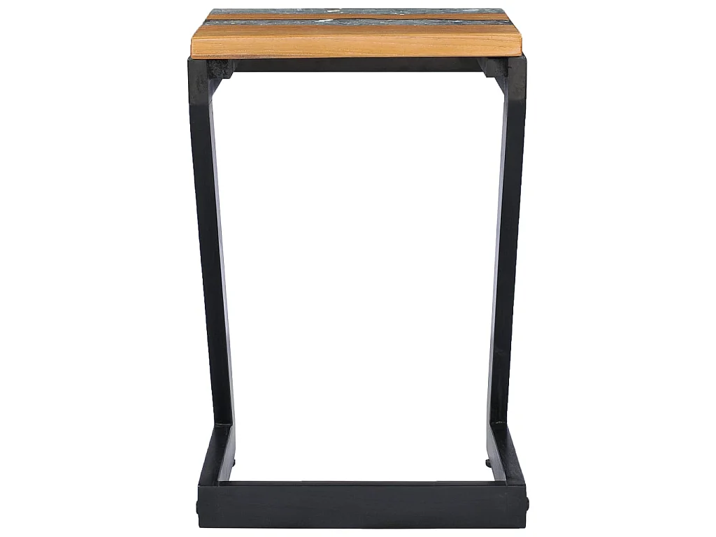 Tavolino Salotto 30x30x50 cm Legno Massello Teak e Poliresina