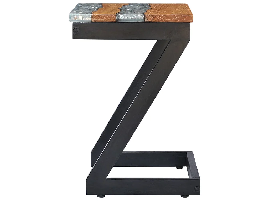 Tavolino Salotto 30x30x50 cm Legno Massello Teak e Poliresina