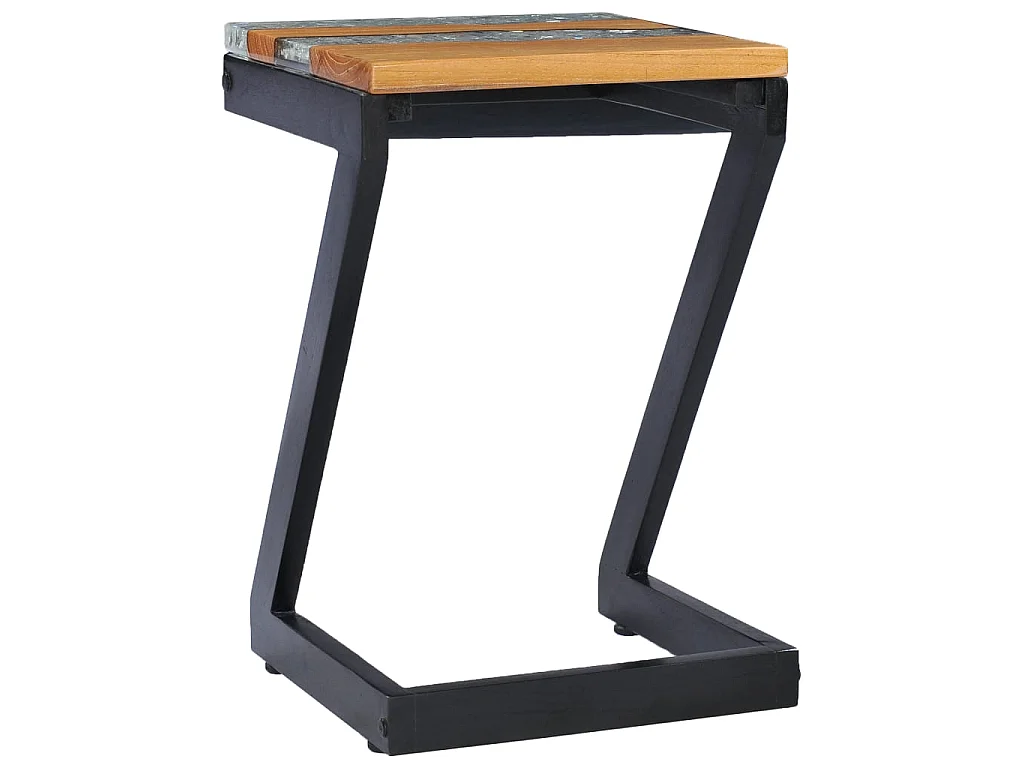 Tavolino Salotto 30x30x50 cm Legno Massello Teak e Poliresina