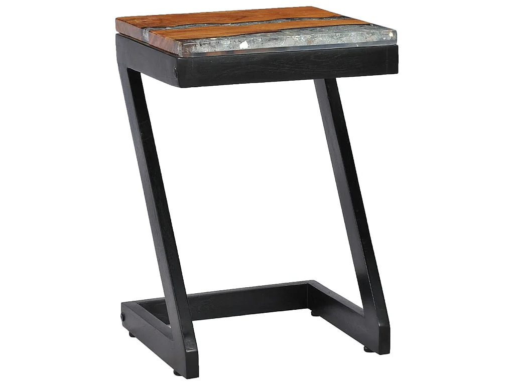 Tavolino Salotto 30x30x50 cm Legno Massello Teak e Poliresina