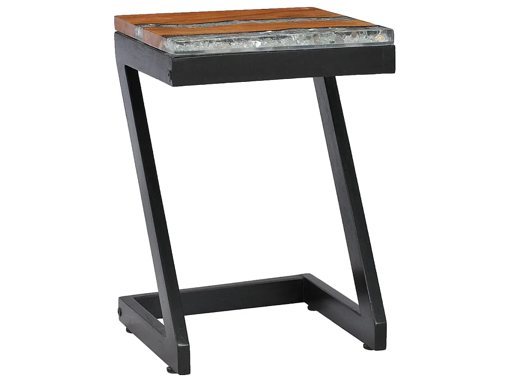 Tavolino Salotto 30x30x50 cm Legno Massello Teak e Poliresina