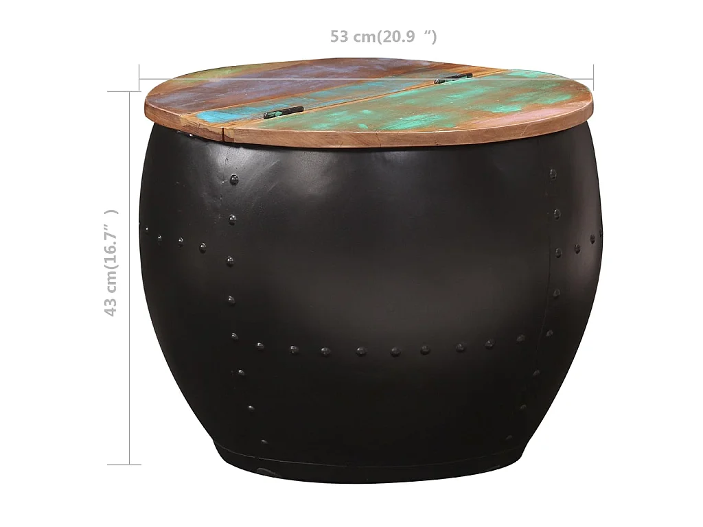 Salontafel 53x43 cm massief gerecycled hout