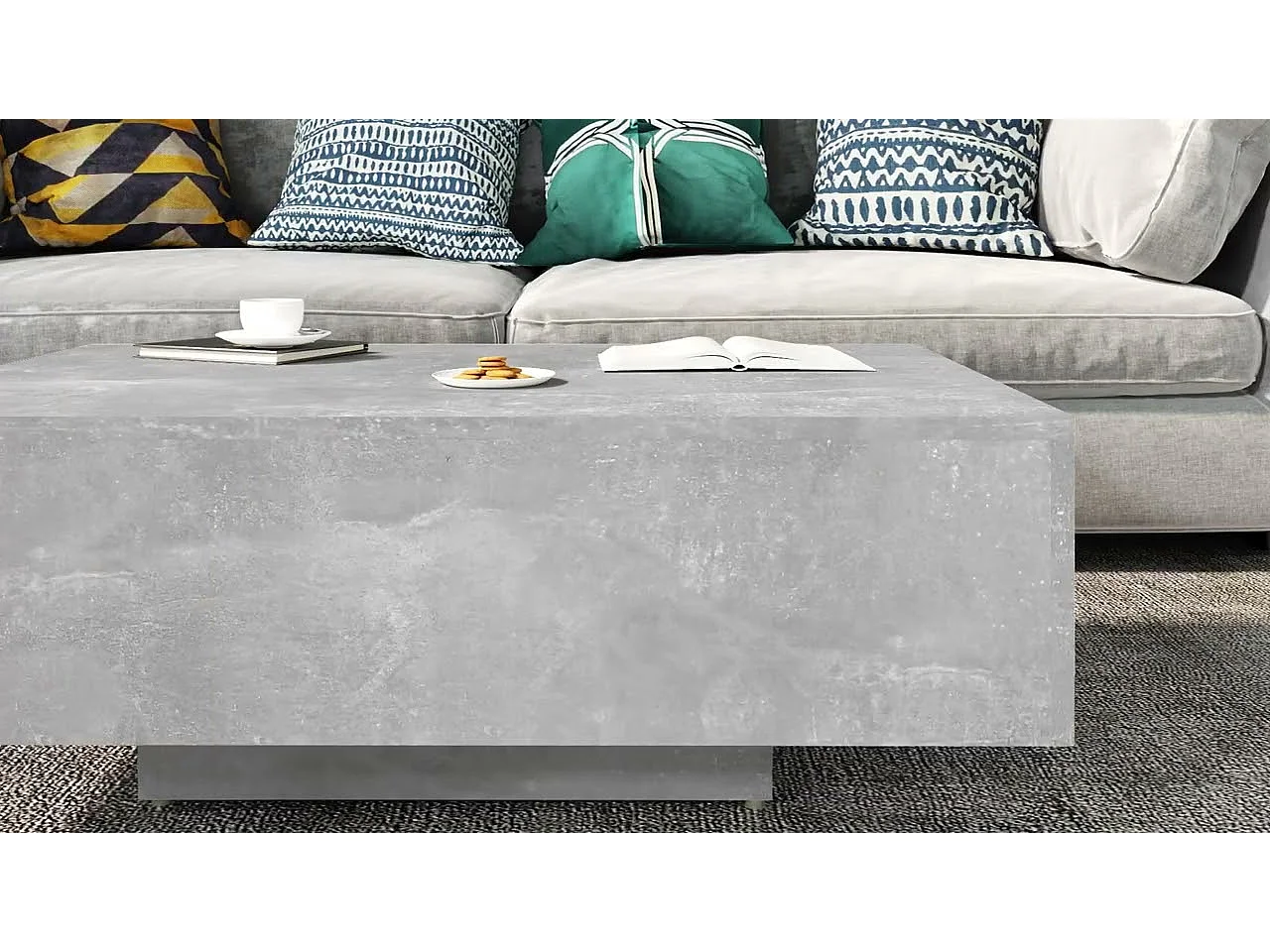 Salontafel 85x55x31 cm bewerkt hout betongrijs