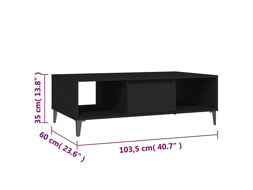 Salontafel 103,5x60x35 cm bewerkt hout zwart