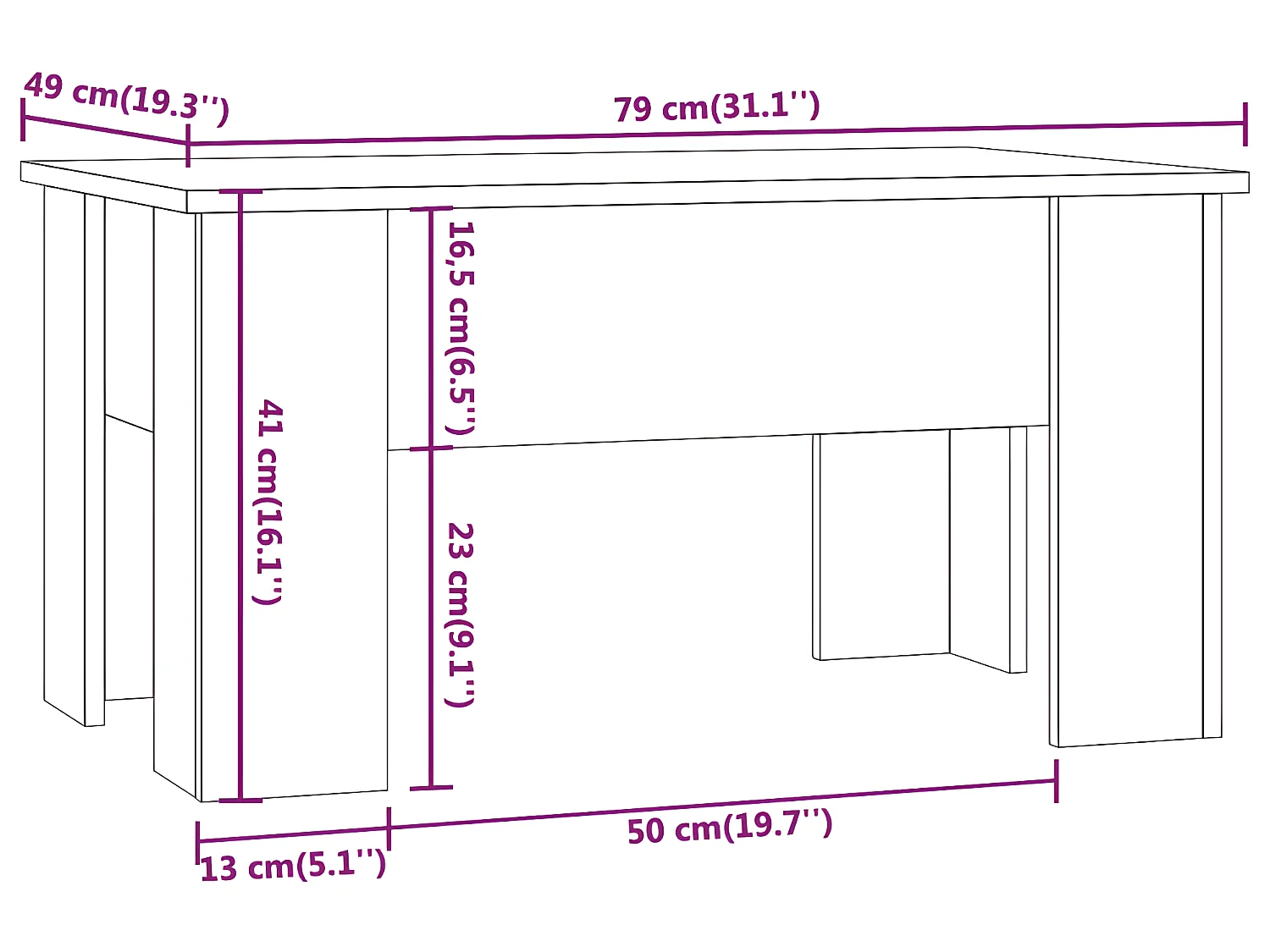 Couchtisch Sonoma-Eiche 79x49x41 cm Holzwerkstoff