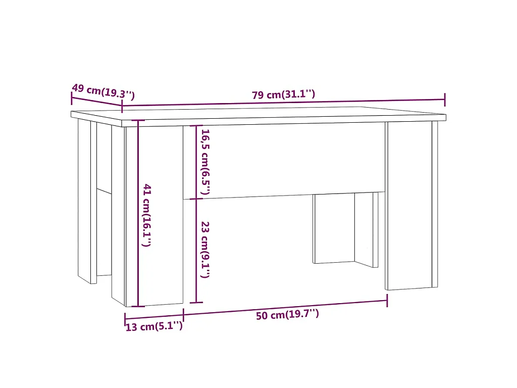 Tavolino da Salotto Rovere Sonoma 79x49x41 cm Legno Multistrato