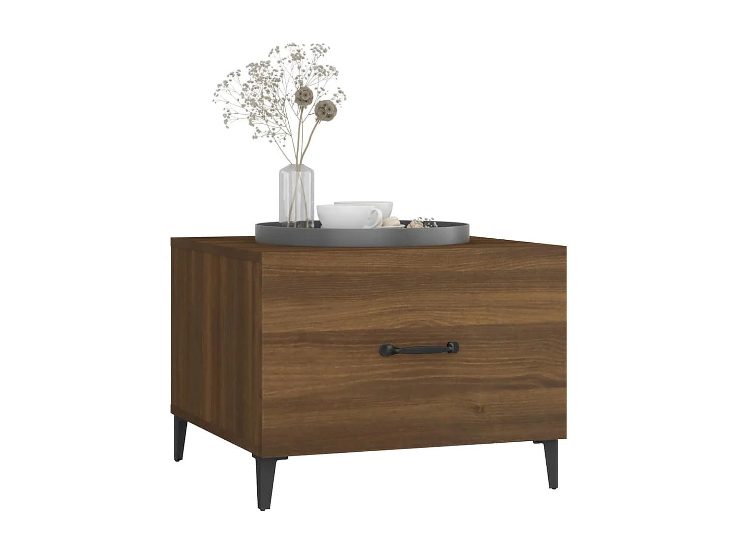 Salontafel met metalen poten 50x50x40 cm bruin eikenkleur