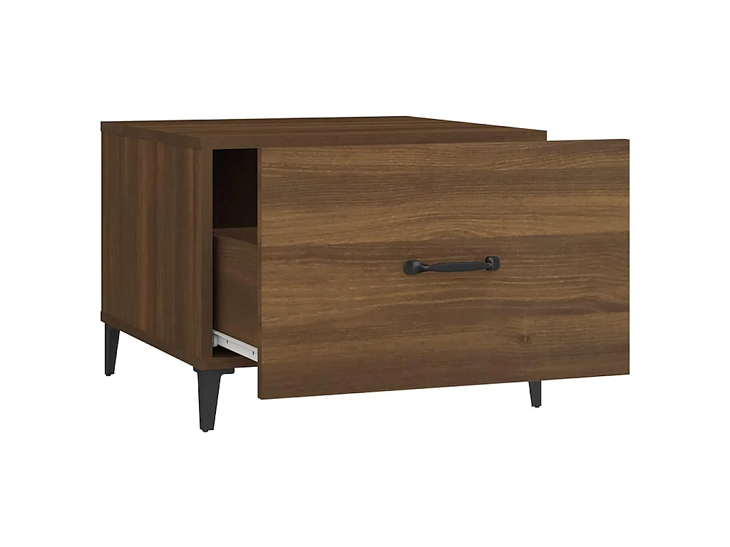 Salontafel met metalen poten 50x50x40 cm bruin eikenkleur
