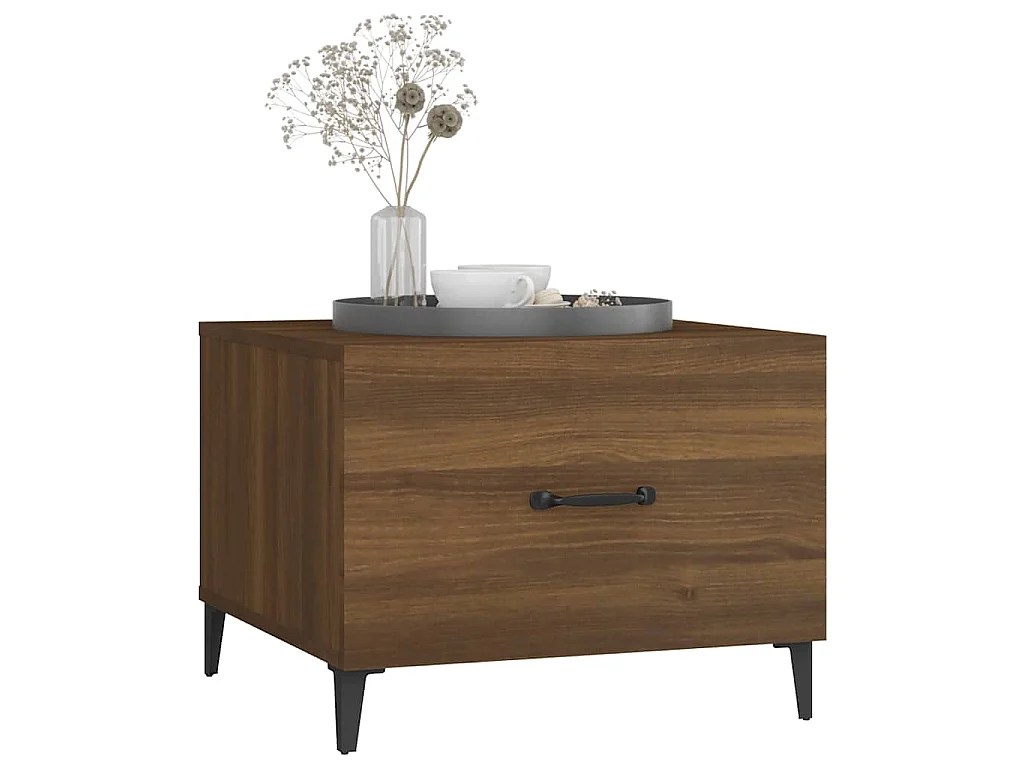 Salontafel met metalen poten 50x50x40 cm bruin eikenkleur