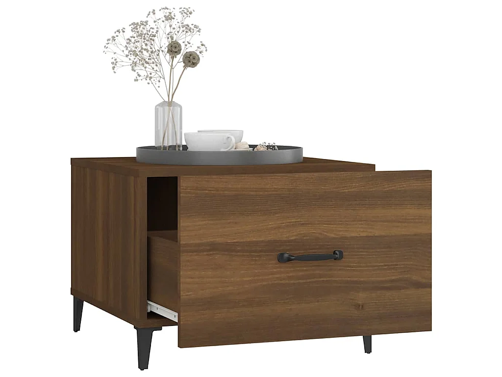 Salontafel met metalen poten 50x50x40 cm bruin eikenkleur