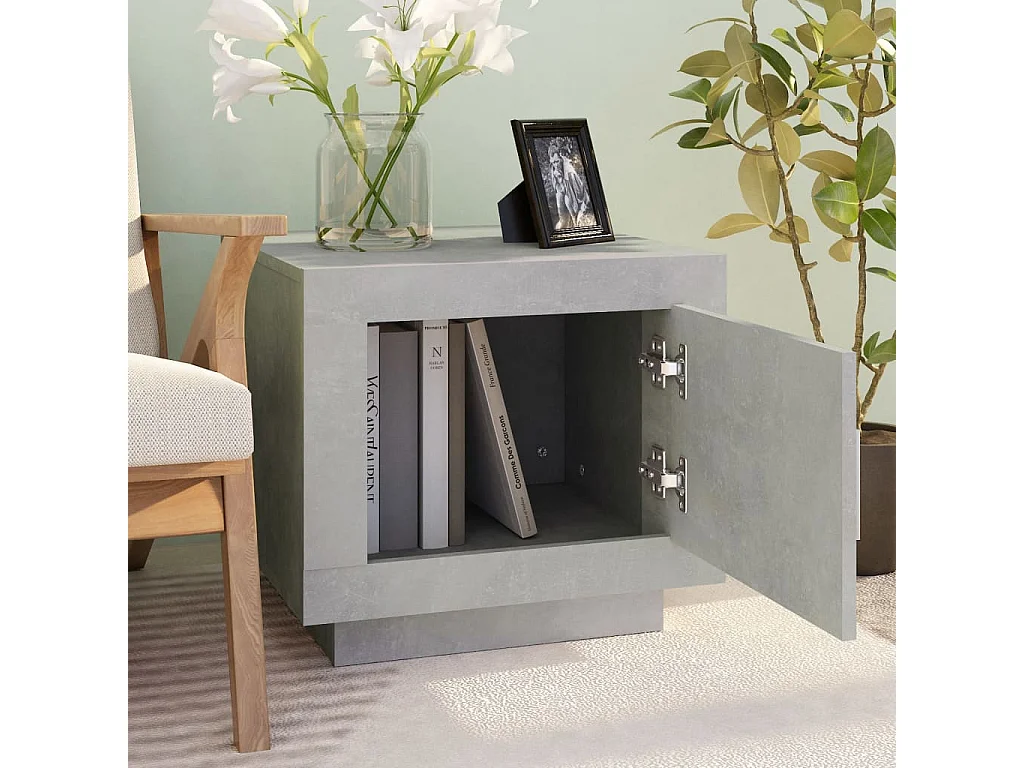 Table basse gris béton 51x50x45 cm bois d'ingénierie