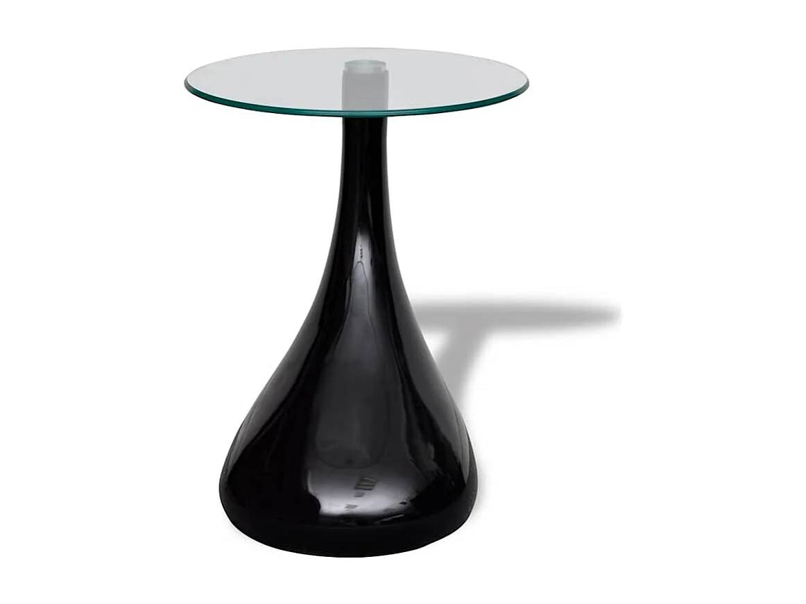Table basse et dessus de table Verre rond Noir brillant 2 pcs