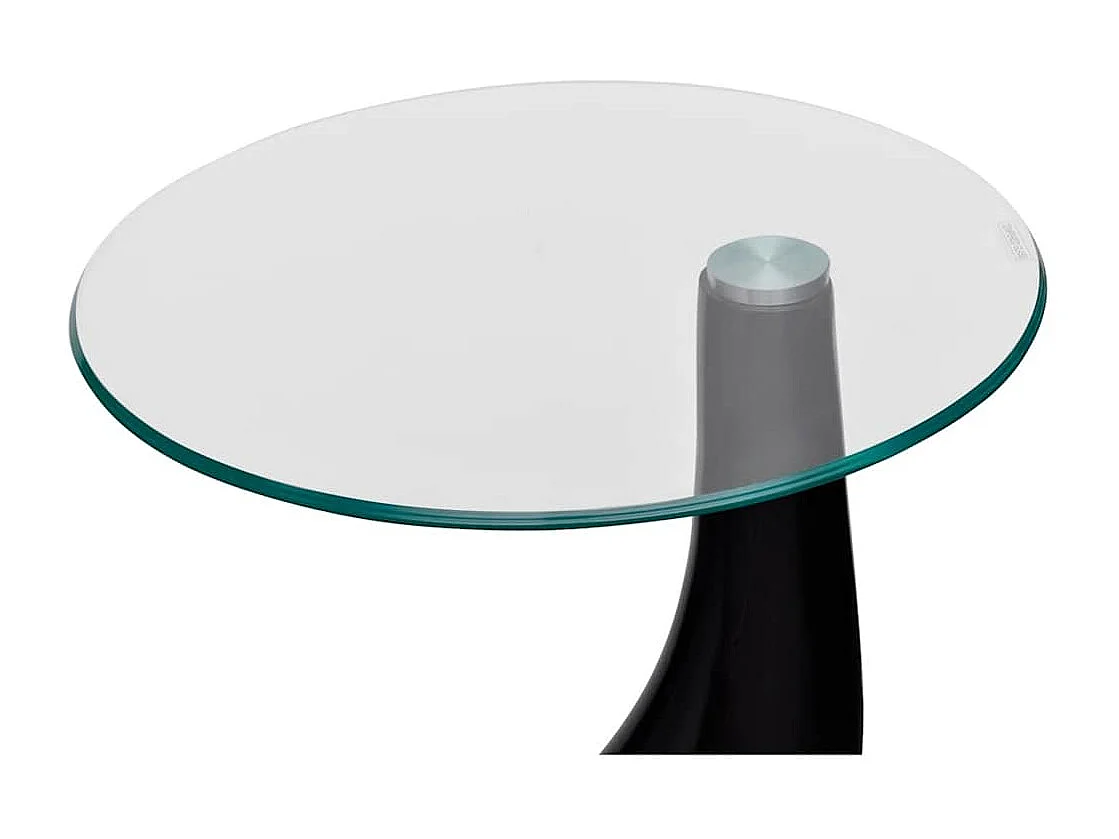 Table basse et dessus de table Verre rond Noir brillant 2 pcs