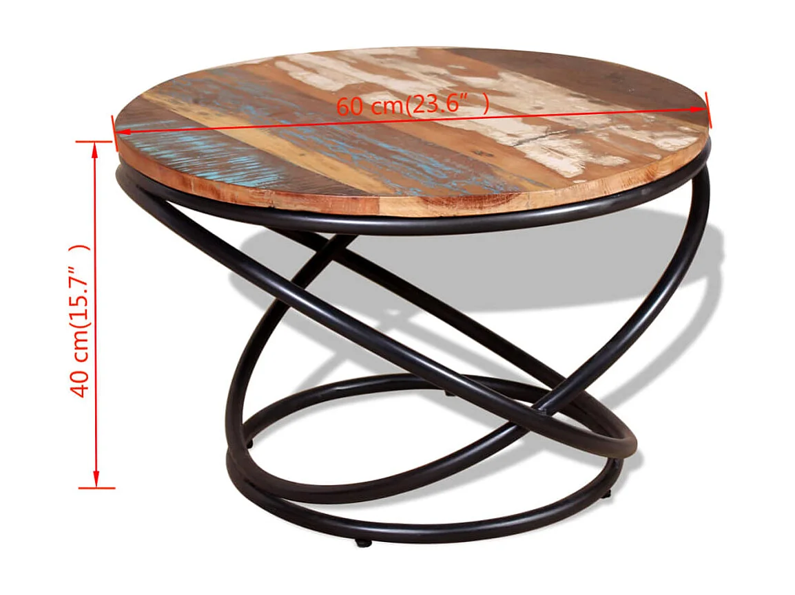 Table basse Bois de récupération massif 60x60x40 cm