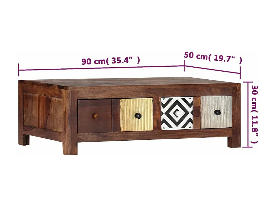 Table basse 90x50x30 cm Bois massif