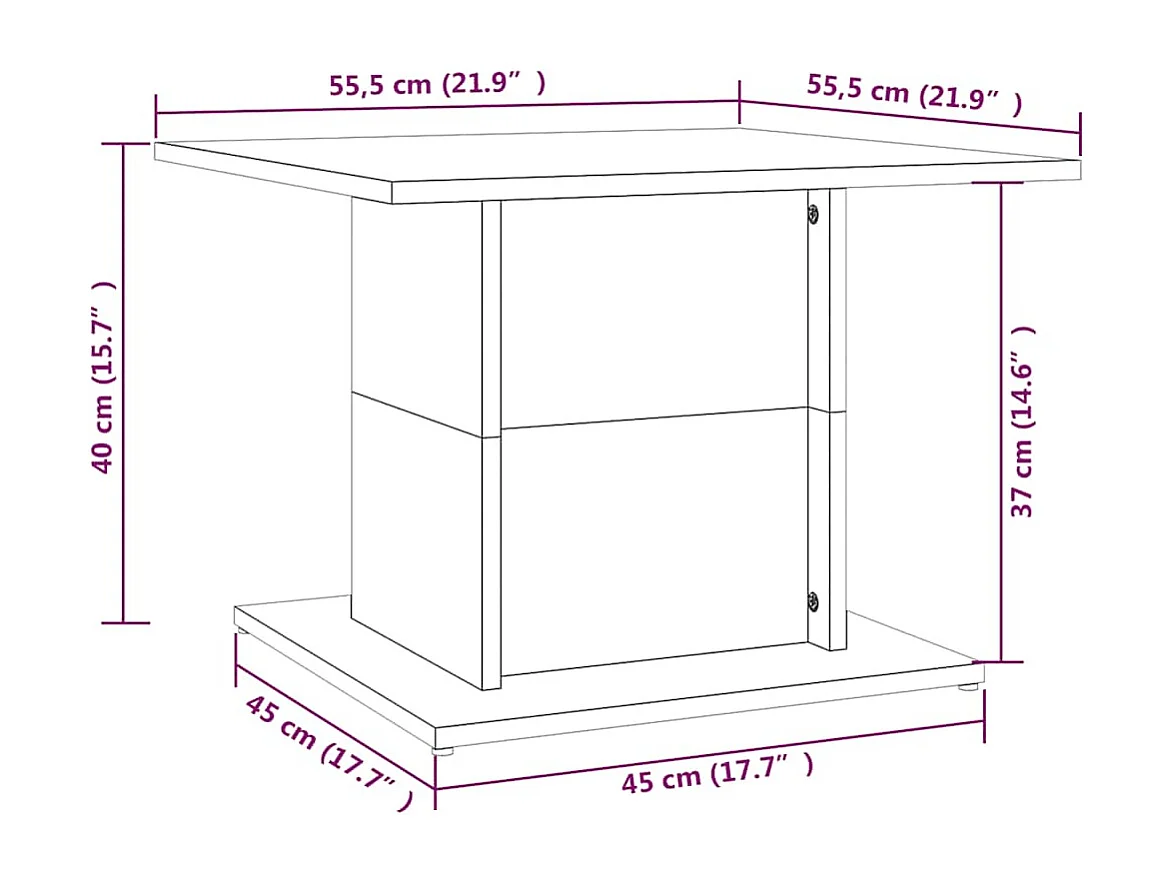 Table basse noir 55,5x55,5x40 cm bois d'ingénierie