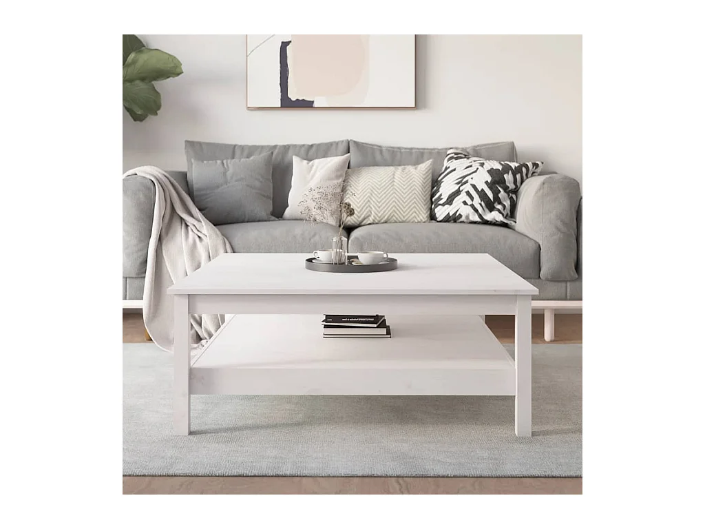 Table basse Blanc 100x100x40 cm Bois massif de pin