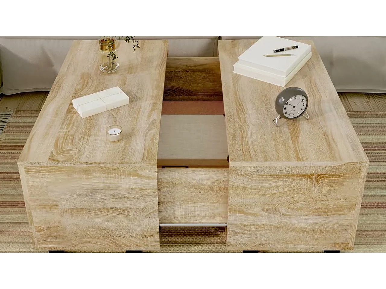 Table basse chêne sonoma 75x75x38 cm bois d'ingénierie