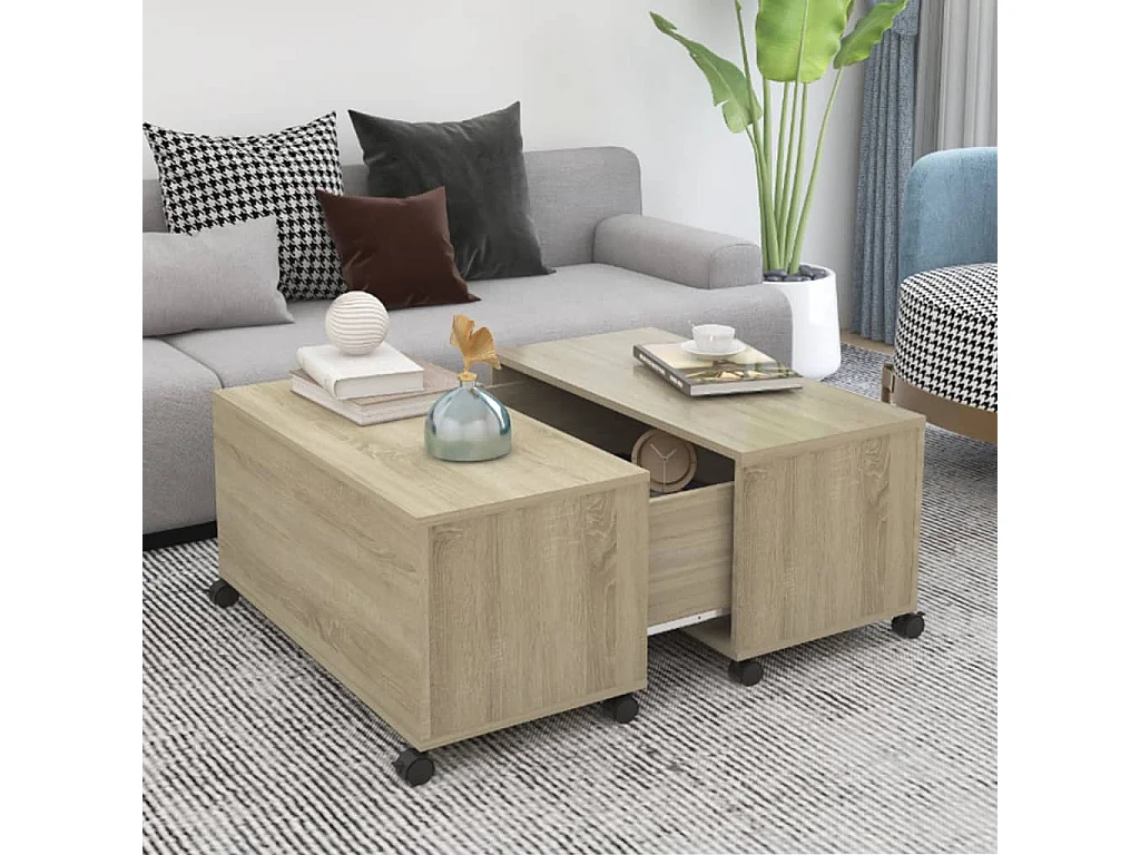 Mesa de centro 75x75x38 cm contraplacado carvalho sonoma