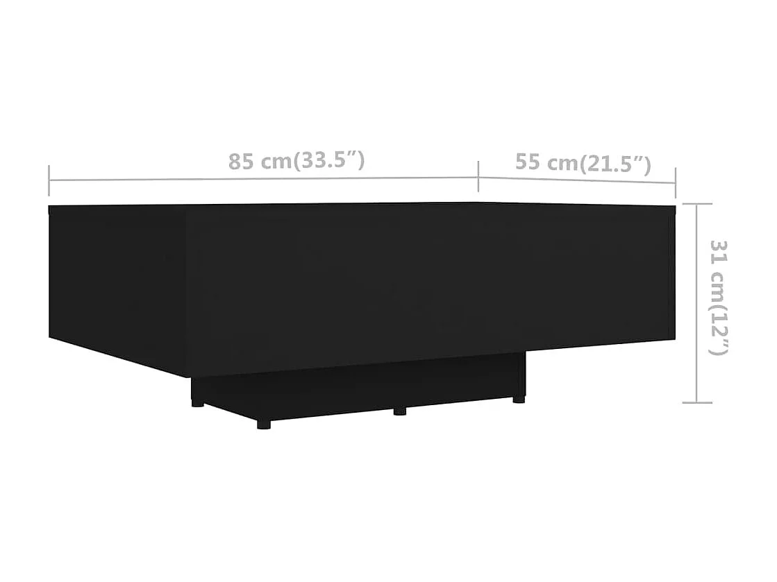 Table basse Noir 85x55x31 cm Bois d'ingénierie