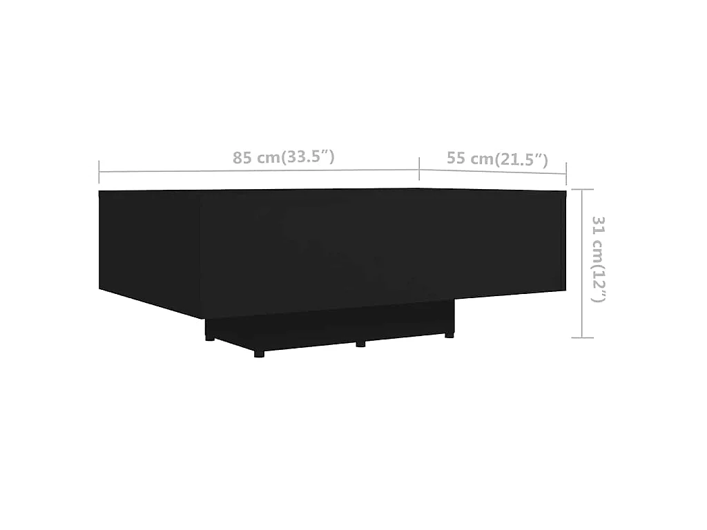 Table basse Noir 85x55x31 cm Bois d'ingénierie