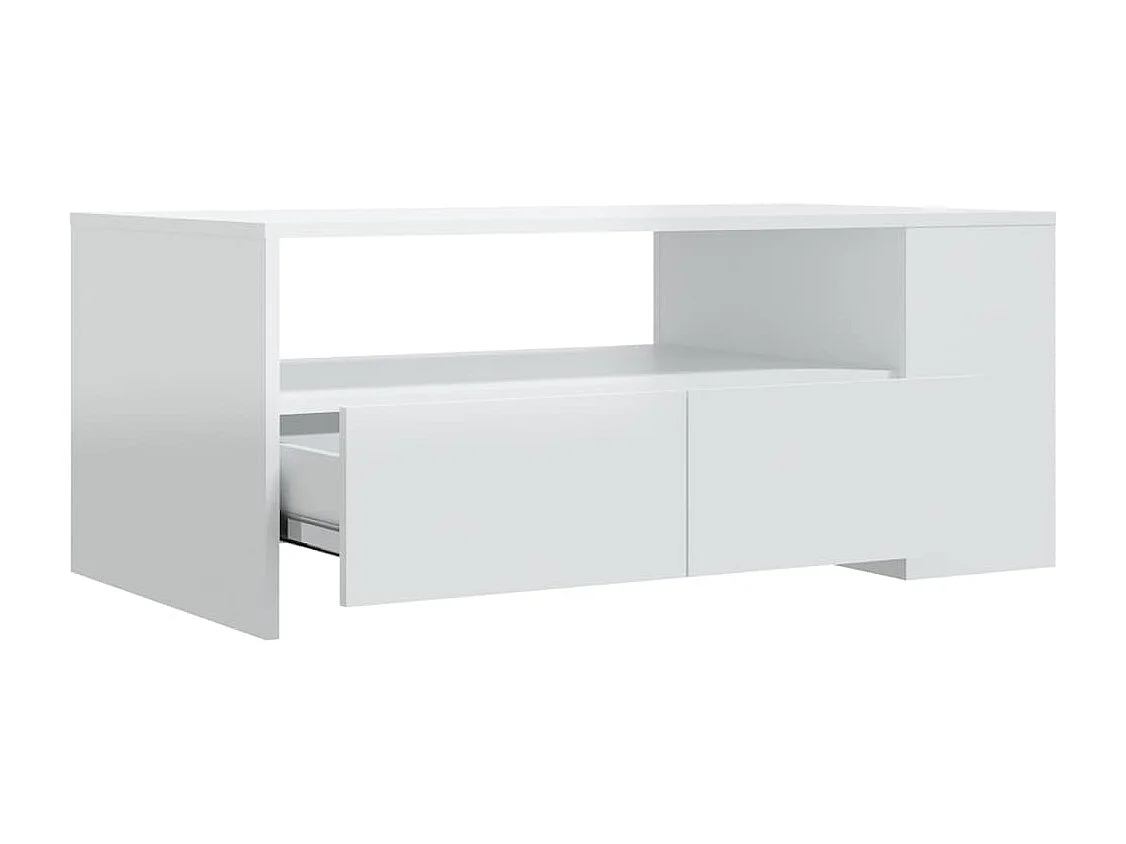 Mesa de centro 102x55x42 cm madeira processada branco brilhante