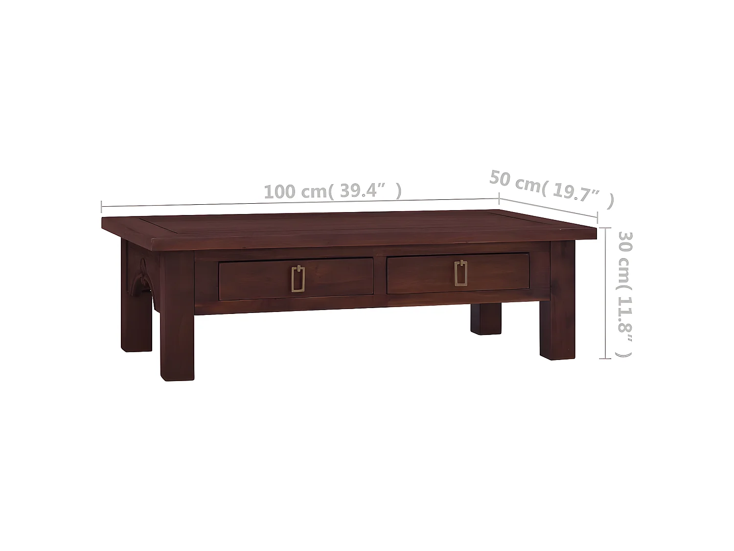 Table basse Marron classique 100x50x30 cm Bois d'acajou massif