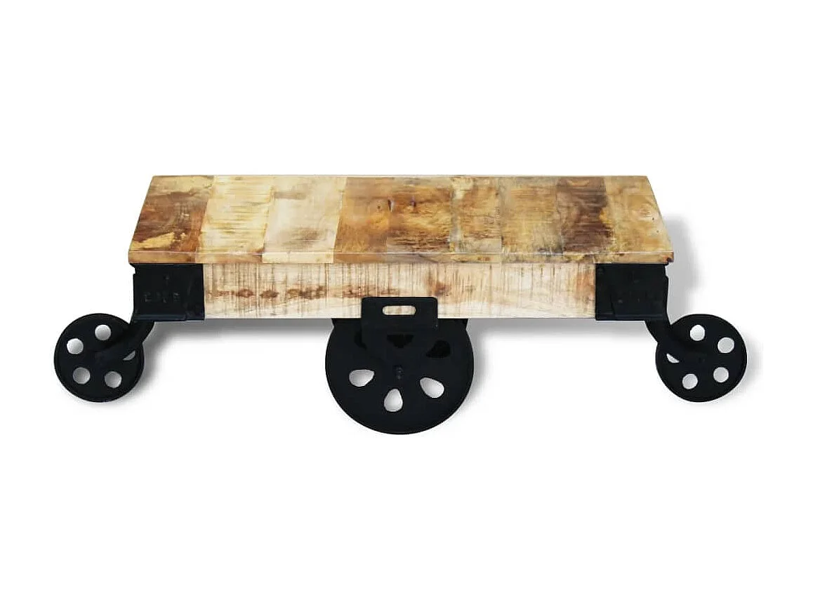 vidal XL Table basse avec roues Bois de manguier brut