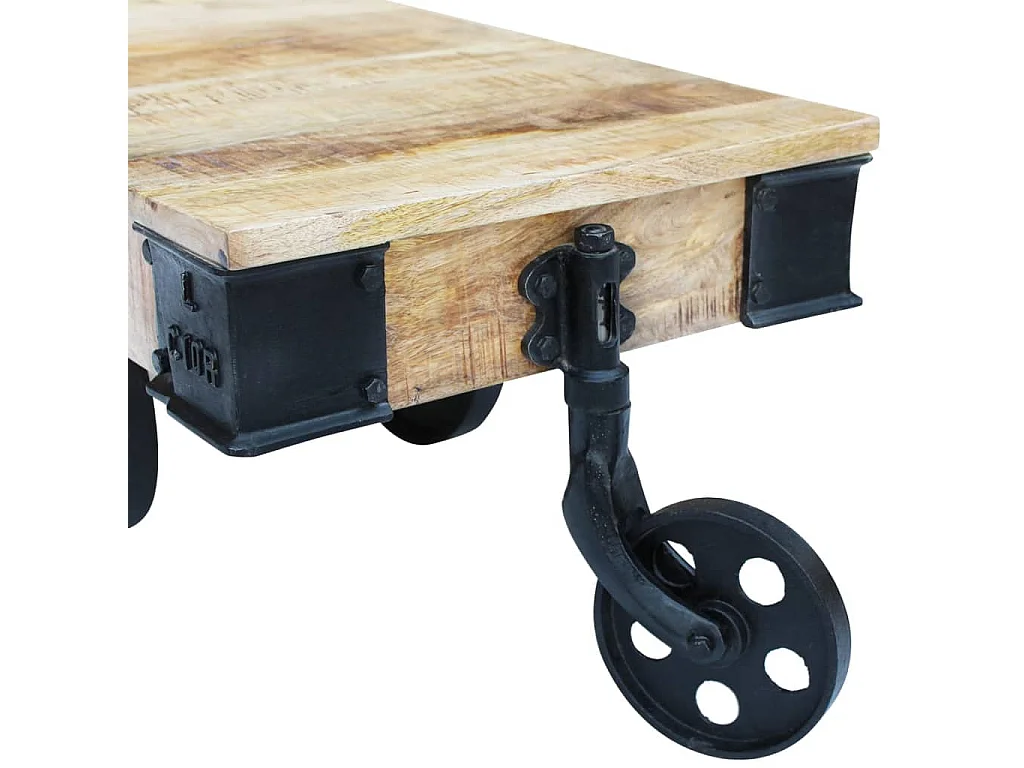 vidal XL Table basse avec roues Bois de manguier brut
