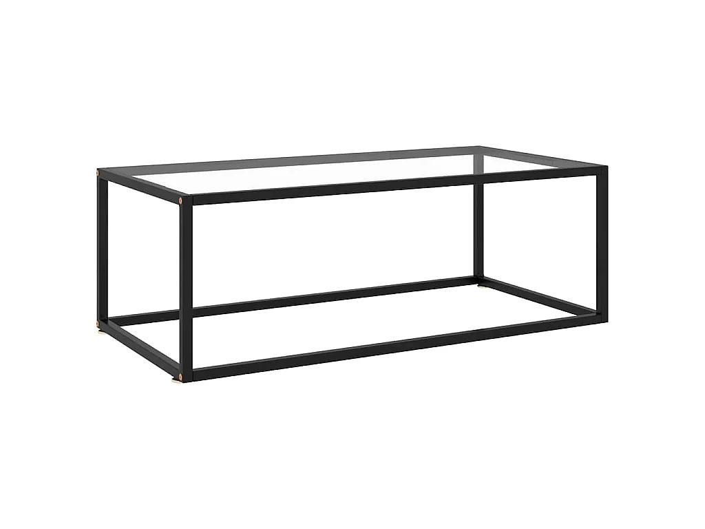 Tavolino da Salotto Nero con Vetro Temperato 100x50x35 cm