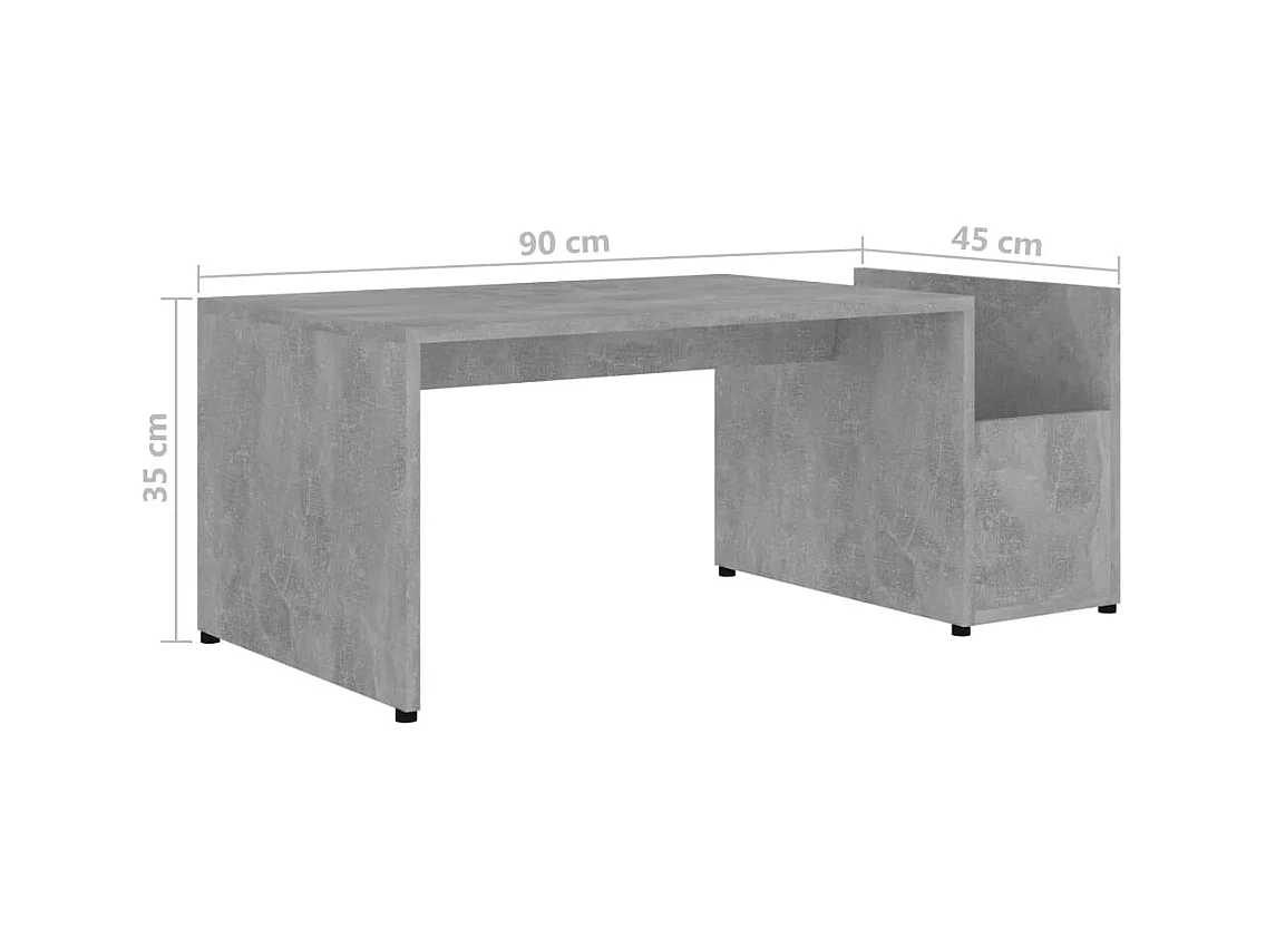 Table basse Gris béton 90x45x35 cm bois d’ingénierie