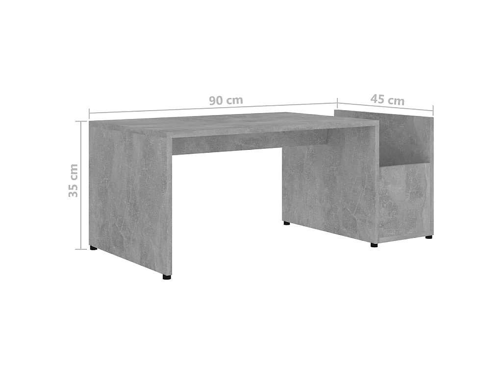 Salontafel 90x45x35 cm bewerkt hout betongrijs