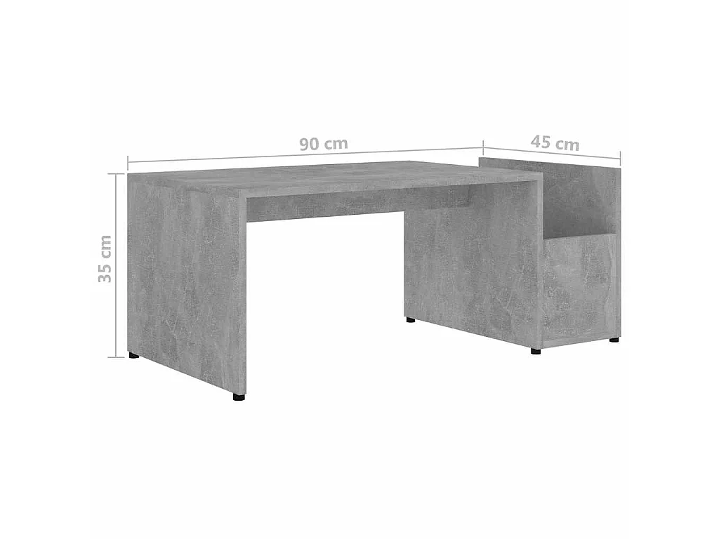 Tavolino da Salotto Grigio Cemento 90x45x35cm Legno Multistrato