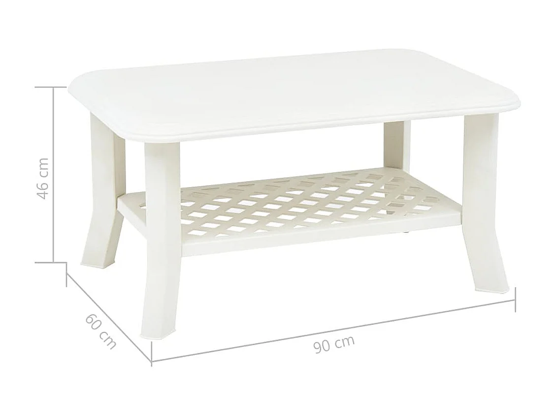 Mesa de centro 90x60x46 cm plástico branco