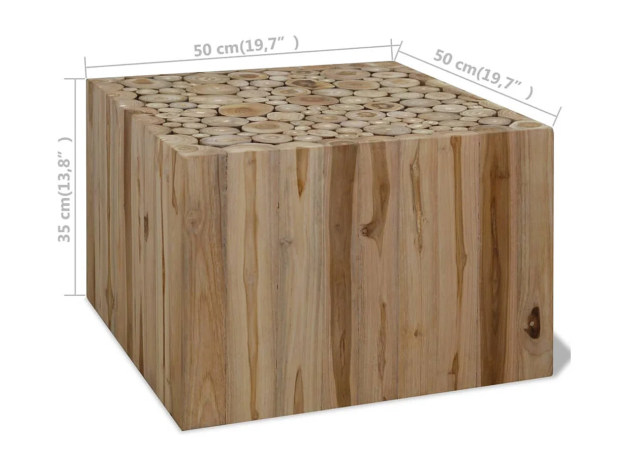 Table basse Teck authentique 50x50x35 cm