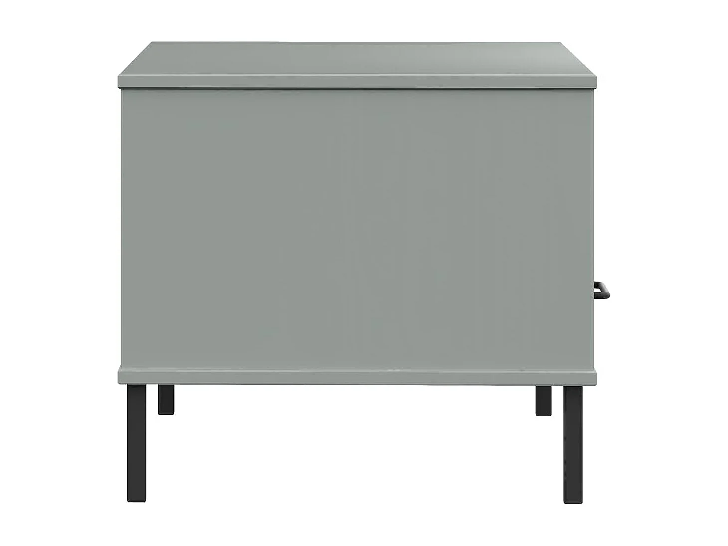 Tavolino Gambe Metallo Grigio 85x50x45 cm Legno Massello OSLO