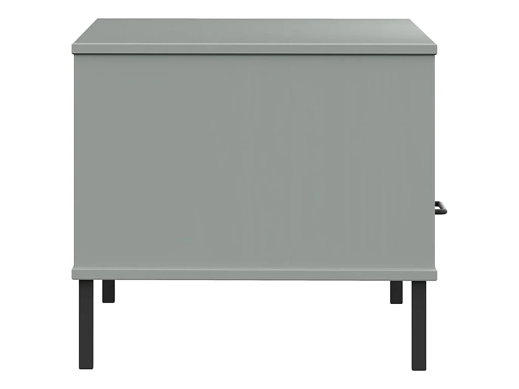 Couchtisch OSLO mit Metallbeinen Grau 85x50x45 cm Massivholz