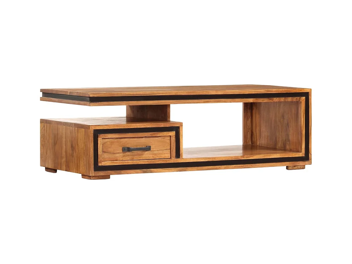 Tavolino da Salotto 100x45x33 cm in Legno Massello di Acacia