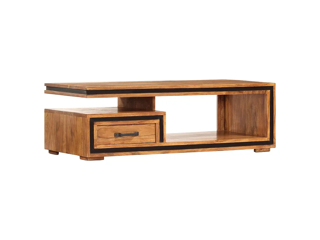 Tavolino da Salotto 100x45x33 cm in Legno Massello di Acacia