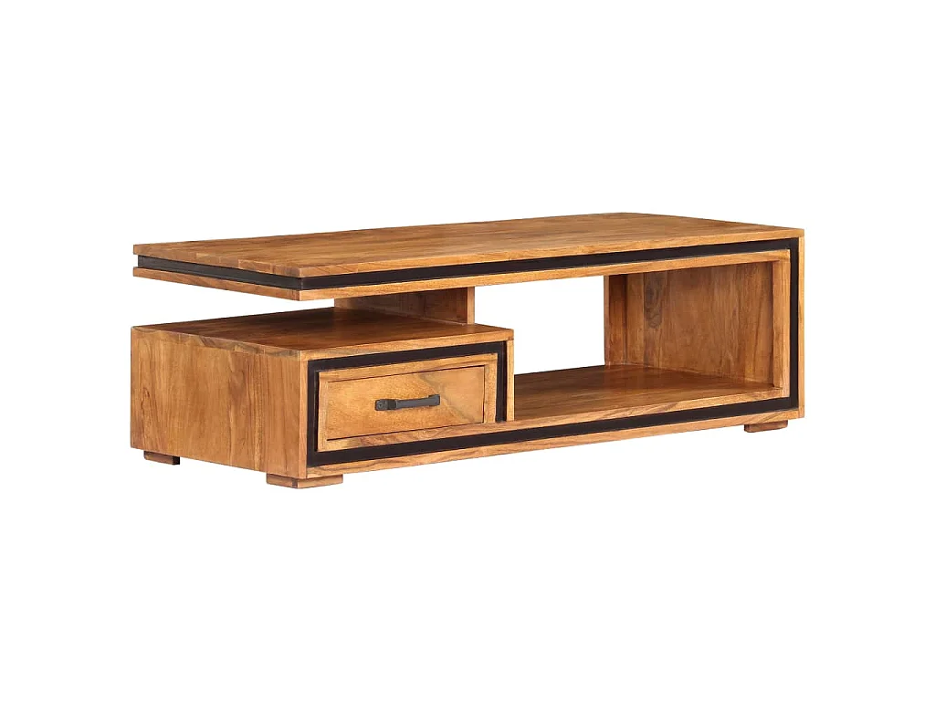 Tavolino da Salotto 100x45x33 cm in Legno Massello di Acacia