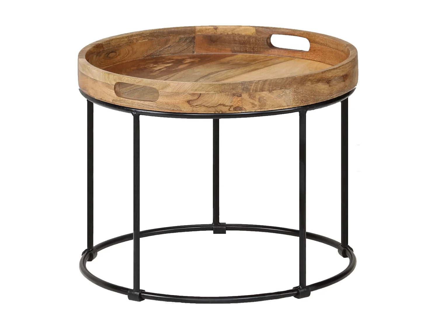 Couchtisch Massivholz Mango und Stahl 50x40 cm