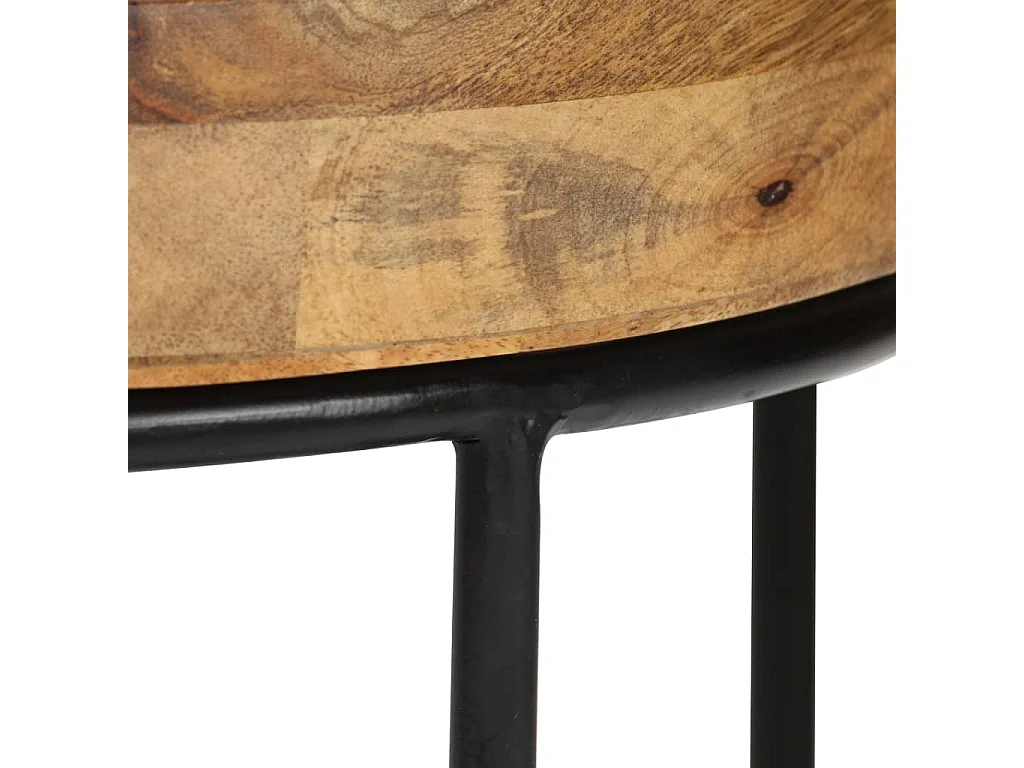 Mesa de centro madeira de mangueira maciça e aço 50x40 cm