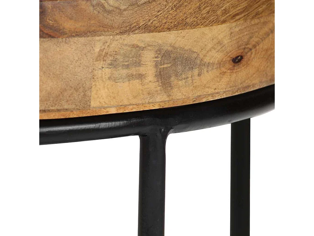 Table basse Bois de manguier massif et acier 50x40 cm